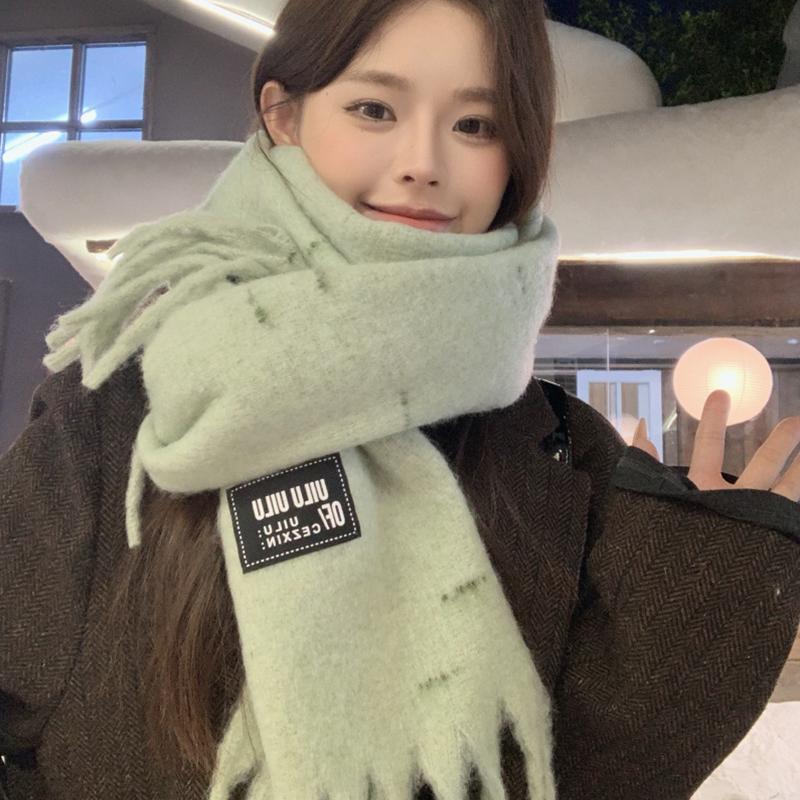 New Women'S Solid Striped Scarf Winter Warm Soft Fringe Shawl Korean Fashion Colorful Thick Wrap Scarves For Ladies Male Unisex