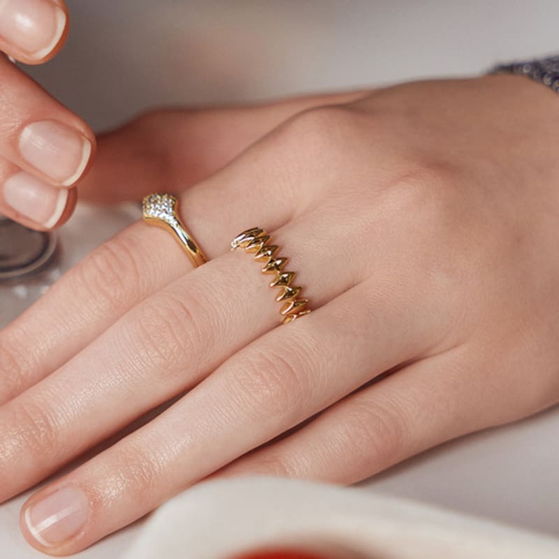 ANIA HAIE Half Pave Sparkle 925 Silver Ring R061-04G