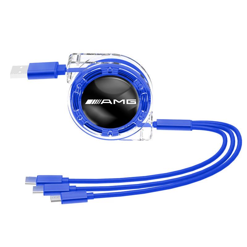 3 In 1 Micro USB Type C Charging Cable Multi Charger Wire For Mercedes Benz AMG GLE GLC GLB GLS CLA CLE CLS GLA W206 W205 W204