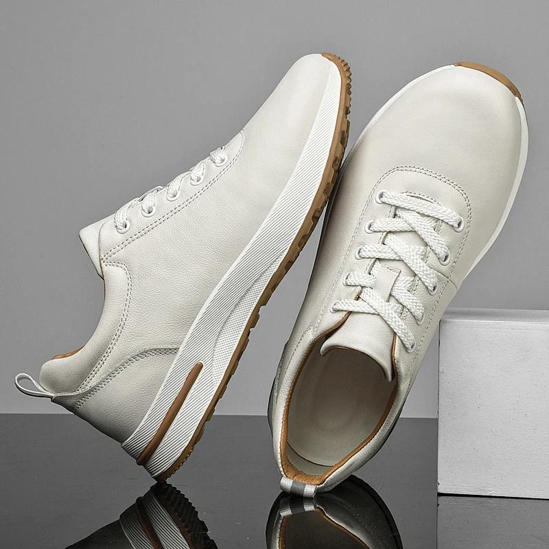 Fashion New Genuine Leather Casual Shoes for Men Lace-up Sneakers Male Skateboard Footwear Man Breathable Sports Shoes Trainers