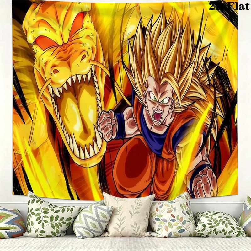 Anime Dragonball Wall Tapestry Aesthetic Wall Hanging Printed Fabric Blanket Decorative Tapestries for Bedroom Living Room Home Decor