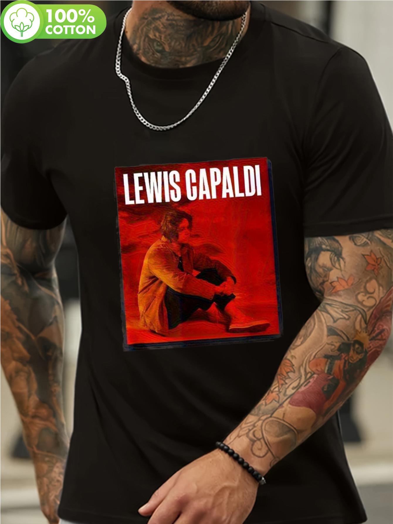 

Lewis Capaldi Graphic T-Shirt - Black with Red Album Cover Design S