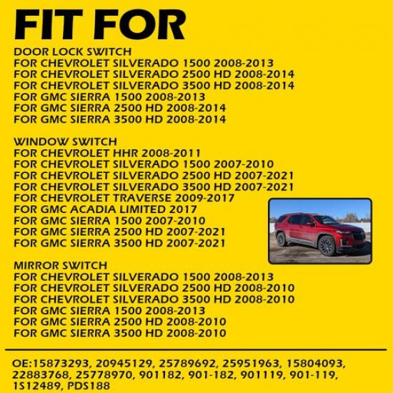 Front Driver Side Window Door Power Switch For Chevrolet Silverado/GMC/Sierra