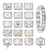 Zircon Pearl Heart Bow Candy Flower Butterfly Italian Charm Links Fit 9mm Stainless Steel Bracelet Personalized DIY Making Gifts