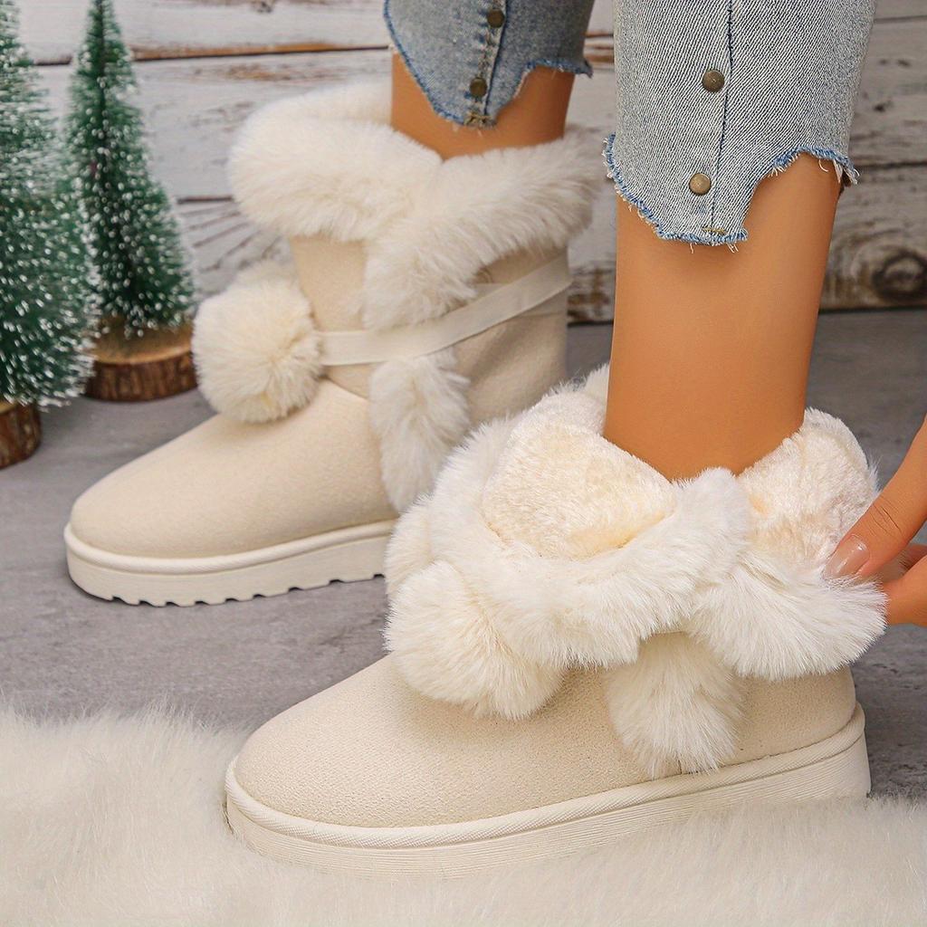 Women's Short Boots, Cute and Warm, Winter Women's Boots with Straps That Open and Close, Round Toe and Warm Velvet Women's Short Boots for One Foot