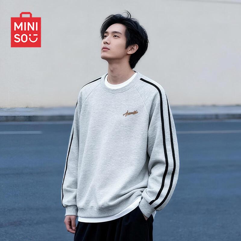 MINISO Men's Heavyweight Color-Block Street Style Pullover Sweatshirt