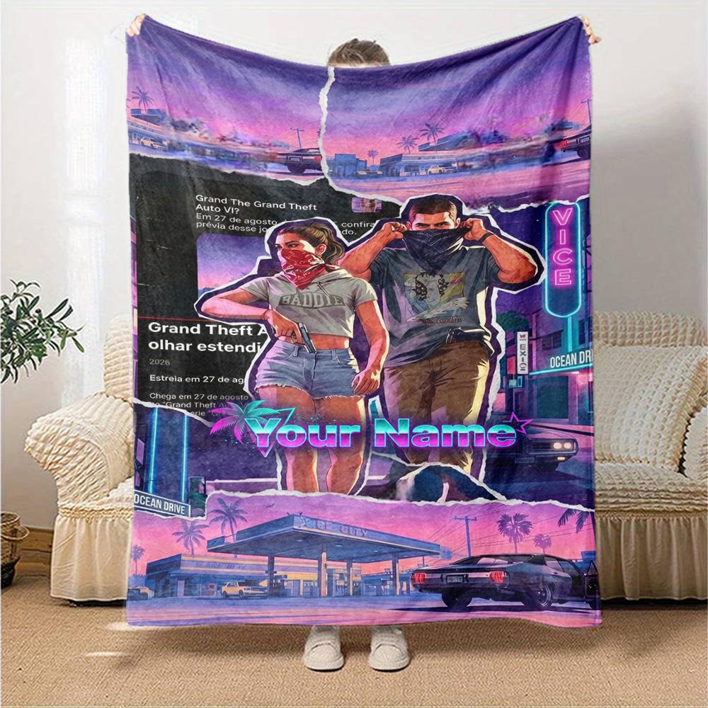 Grand Theft Auto Personalized Name Blanket Lightweight Personalized Blanket Soft & Cozy Versatile for Living Room Office Chair Picnics Sofa