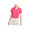 Nike Casual Sport Knit Embroidered Solid Polo T-Shirt Women Tops Pink DV7885-648