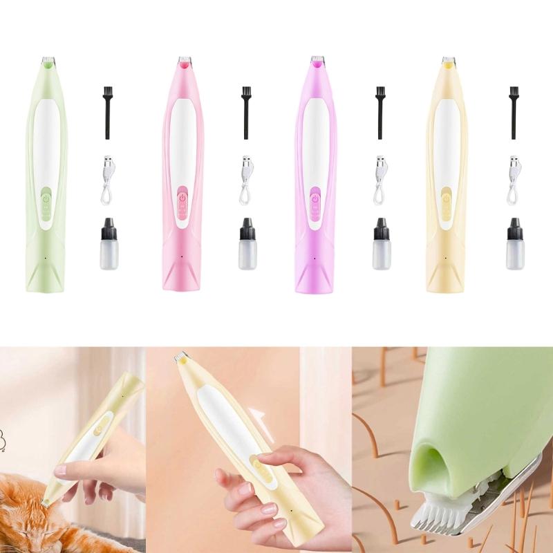 Cat Grooming Shaver with Light Low Noise USB Rechargeable Shaver Pet Hair Trimmers Set Suitable for Dogs Cats Long Hair