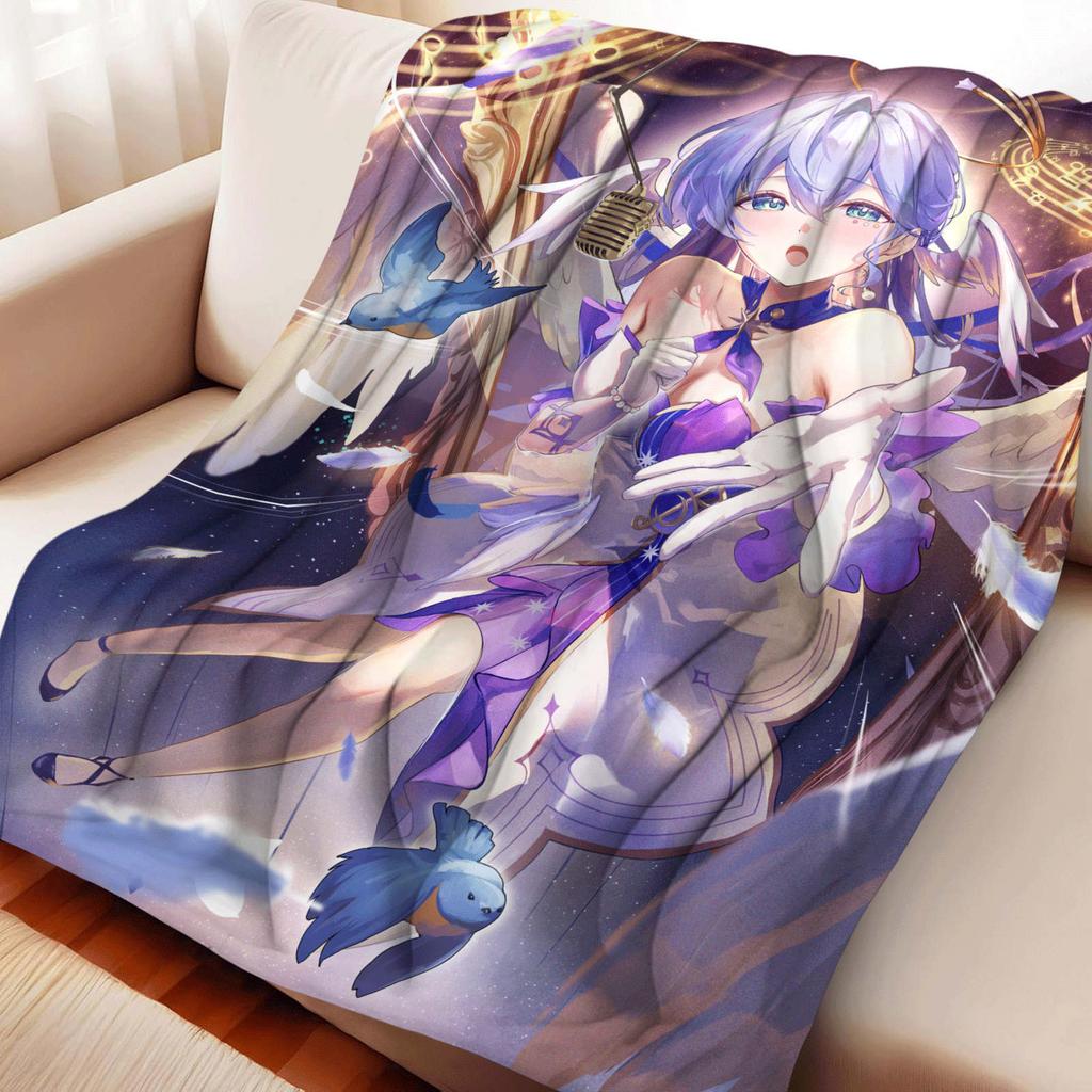 Cartoon Honkai Star Rail Robin Flannel Blanket Cover Warmth Soft Anime Blanket Multifunctional Decor Home Universal Blankets