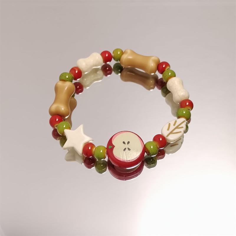 Retro Apple Bead Bracelet Cute Color Mixed Star Women Bracelet Fashion Design Jewelry Trend Bracelet Accessories Gift