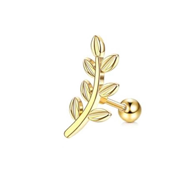 14K Gold Plated 16G Stainless Steel Ear Cartilage Studs - European & American Style Copper Earrings