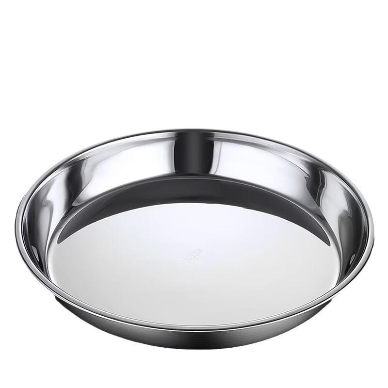 Thickened Stainless Steel Round Divided Serving Plate