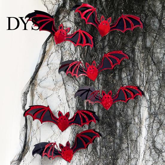 Double-layer Bat Wall Decals Halloween Decals, Self Adhesive Room Stickers, Double Layer Spooky Realistic Ornaments PVC Art for Mysterious Party