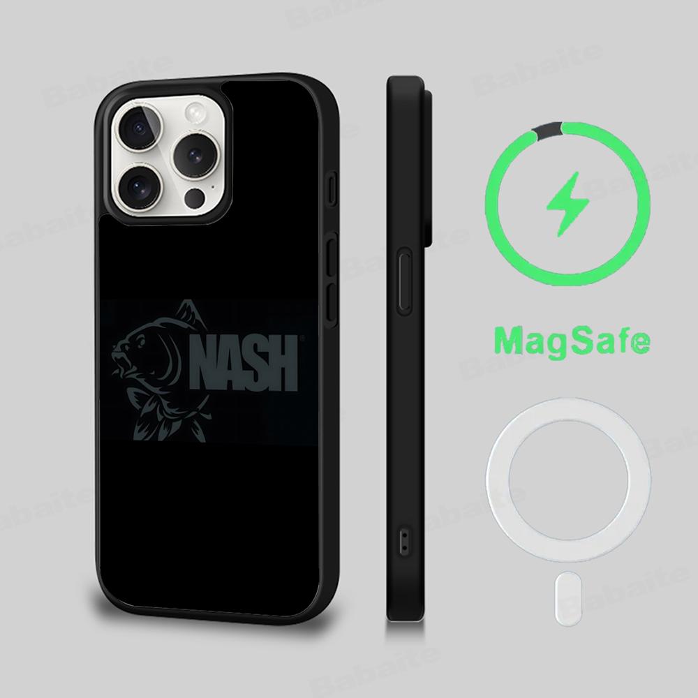 Nash Horgász Logo Telefontok Mágneses Tok iPhone 16 14 13 12 11 15 Pro Max Plus-hoz Magsafe Vezeték nélküli Töltéshez Borító