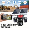 4G Solar Camera with Lifetime Free Data, Low Power, All-Day Recording, 4-Lens, No Network or Power Needed