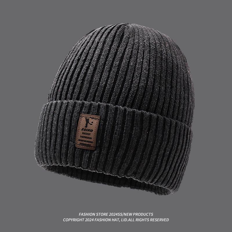 Thick Knitted Beanie Hat Winter Warmth Unisex Cap Windproof Gift Color Solid