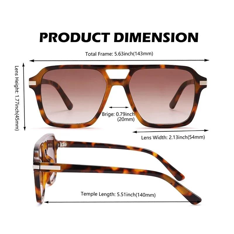Retro 70s Square Pilot Sunglasses for Women Men Trendy Vintage Double Bridge Shades