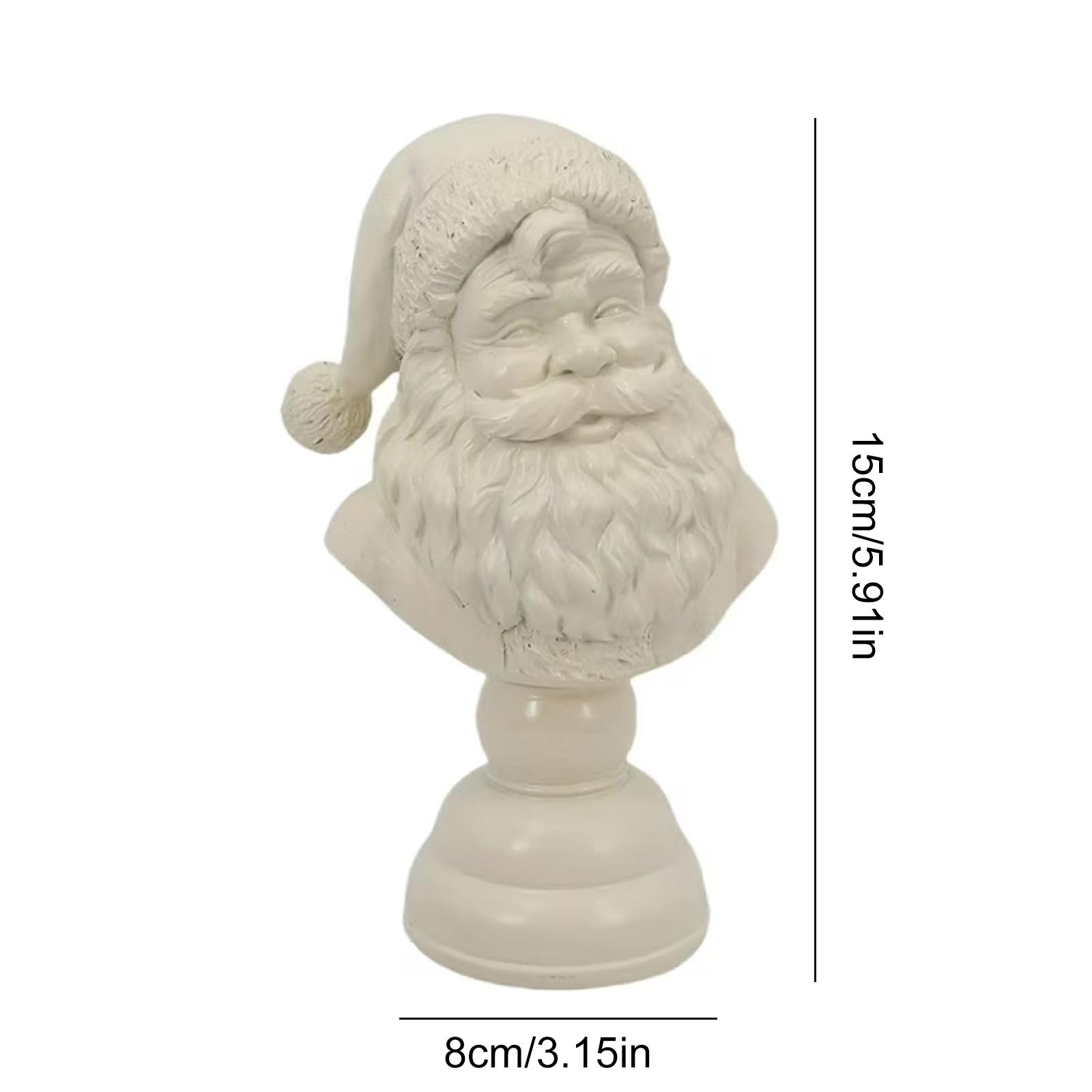 

Santa Claus Statue White Cute Statues Santa Bust Christmas Tabletop Ornament for Tabletop Bookshelf Bedroom Office