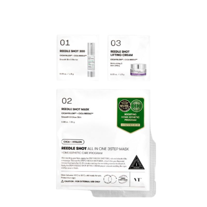 VT Cosmetics Red Shot All-In-One 3-Step Mask 26.5g x 10 Sheets – Hydrating & Revitalizing Skincare Mask Set