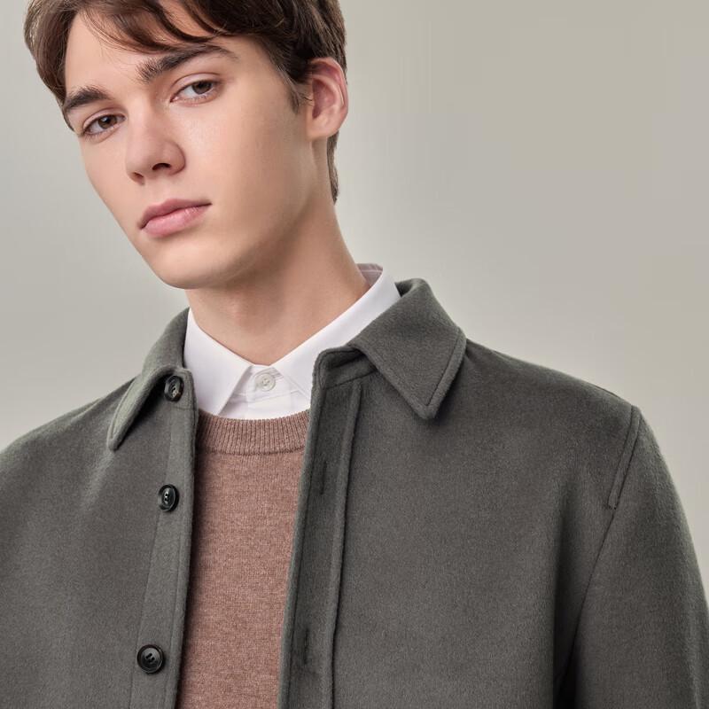 EMZ Erdos Men's 100% Lambswool Classic Lapel Short Jacket