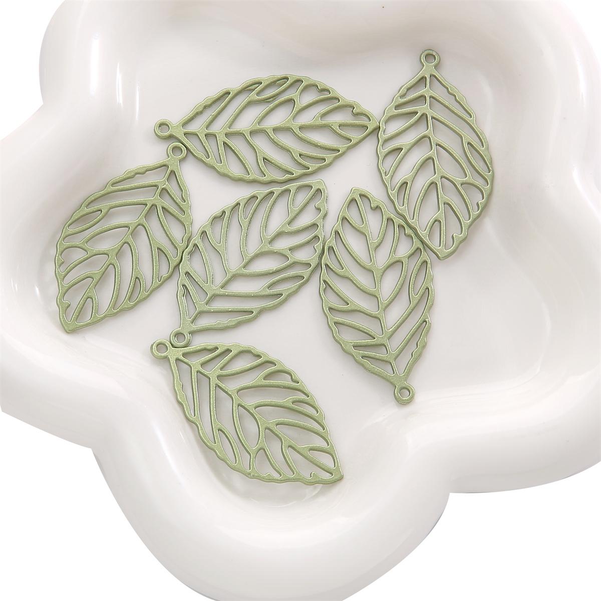 

1-2 шт./пакет из сплава с зелеными листьями, подвеска, браслет, ожерелье, серьги, ювелирные аксессуары 25x49mm 1pc/bag