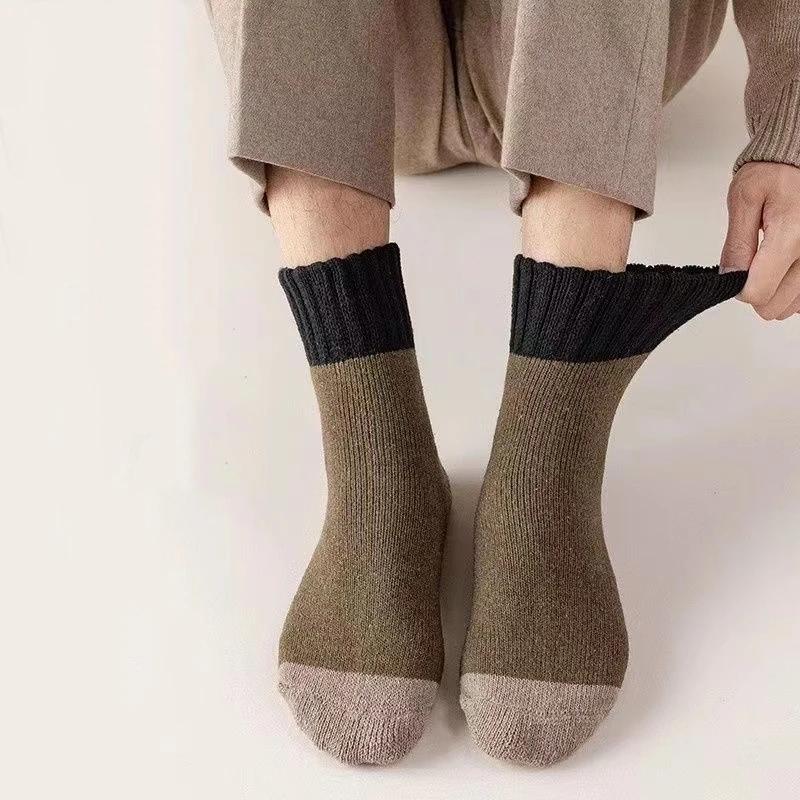 5Pairs/Lot Winter Warm Men's Woman Socks Super Thick Wool Solid Socks Merino Wool  Keep Warm Cold Resistant Snow Socks EU38-46