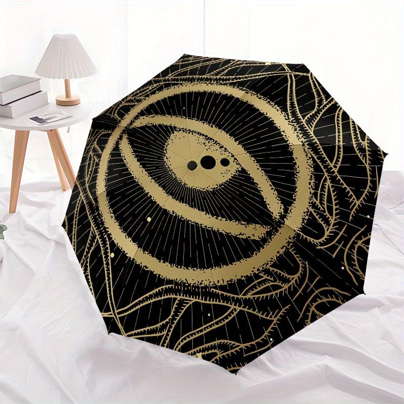 Elegant Gold & Black Eye Pattern Coaster Set of 4Umbrella, Portable 3-Fold Umbrella for Men & Women,Christmas Gift ES113