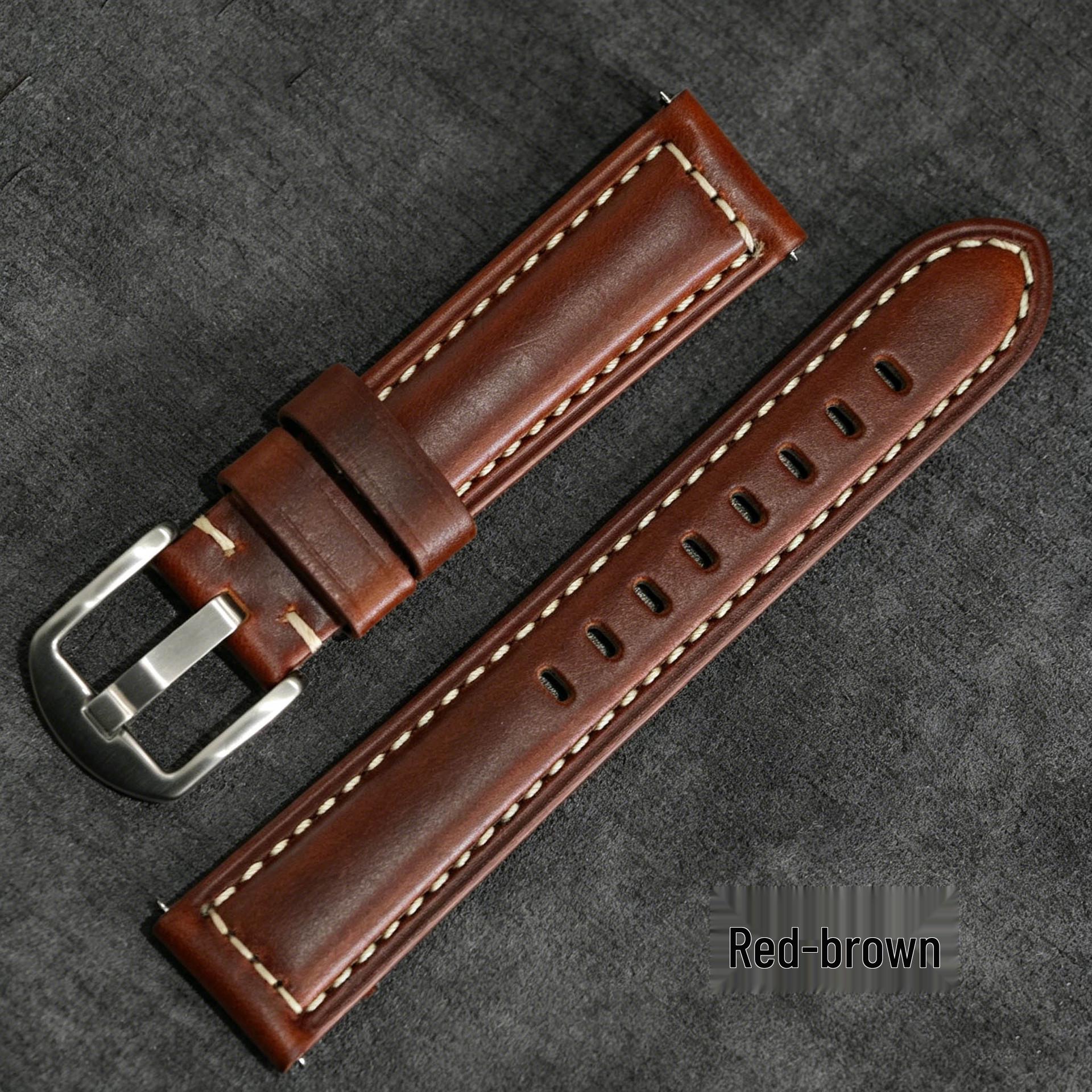Genuine Leather Crazy Horse Watch Strap for PAM111 & 441 - Men s Retro Oil Wax Cowhide Band 22mm