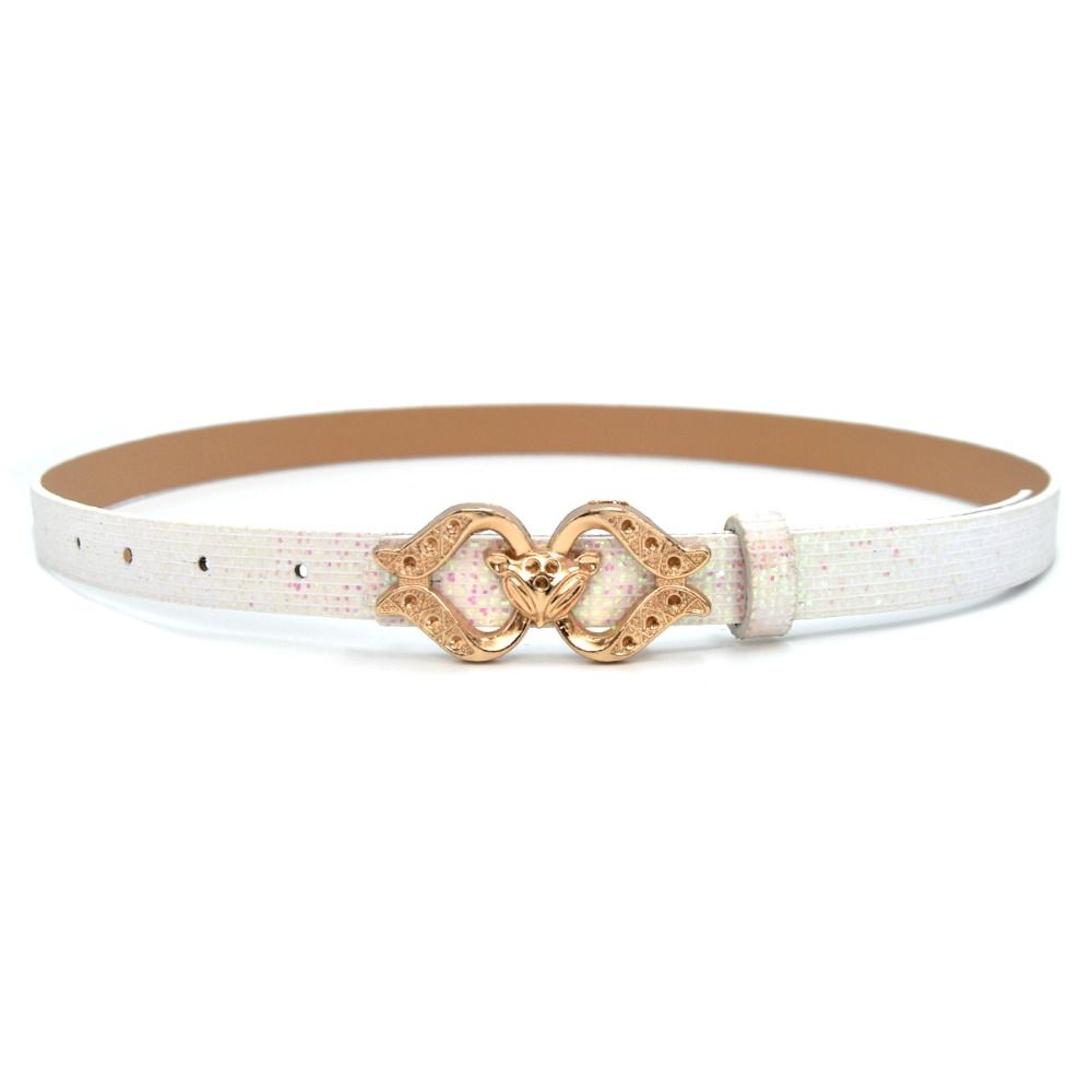 Glitter PU Leather Belt Bling Bling Fox Buckle Belt Vintage Sparkling Rhinestone Belt  Women
