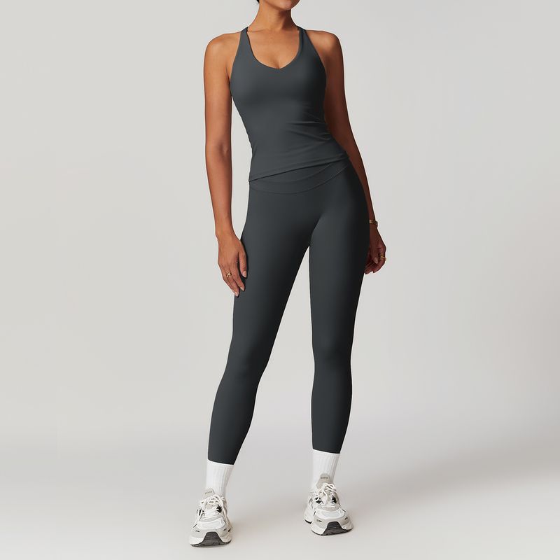 Guangzhou Zechuang Clothing Co., Ltd. Brushed Tight Back Yoga Suit Stretch High Waist Workout Clothes for Women Running