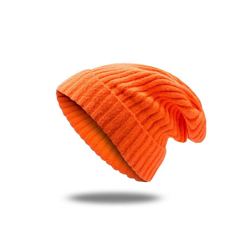 Solid Color Extended Wool Hat Women's Winter Versatile Cold-proof Loose Warm Casual Knitted Hat Men