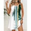 Women's Geometric Pattern Printed Sleeveless Round Neck Dress Loose Soft and Comfortable Plus Size Dress