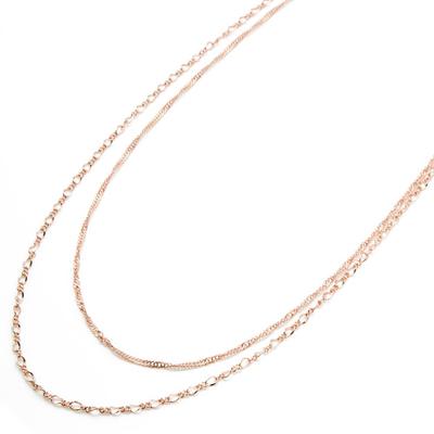 Simple Long Necklace Chain In Pink Popular for Women [Accessories Salt] 2-strand Gold, Hypoallergenic, Nickel-free,