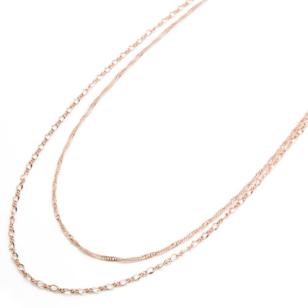 

Simple long necklace chain in pink popular for women [Accessories Salt] 2-strand gold, hypoallergenic, nickel-free,