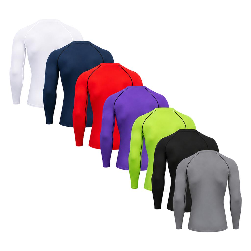 Men's Compression Long Sleeve Shirt Athletic Training Top Quick Dry Breathable High Stretch Base Layer for Running Basketball