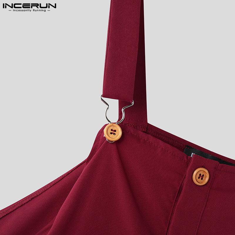 INCERUN Herren Hosenträgergurt Lange Baggy Drop-Crotch Jumpsuits Cargo Overalls