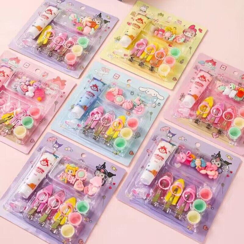 Children s DIY Cartoon Cake Clay Ornaments Hair Clip Set