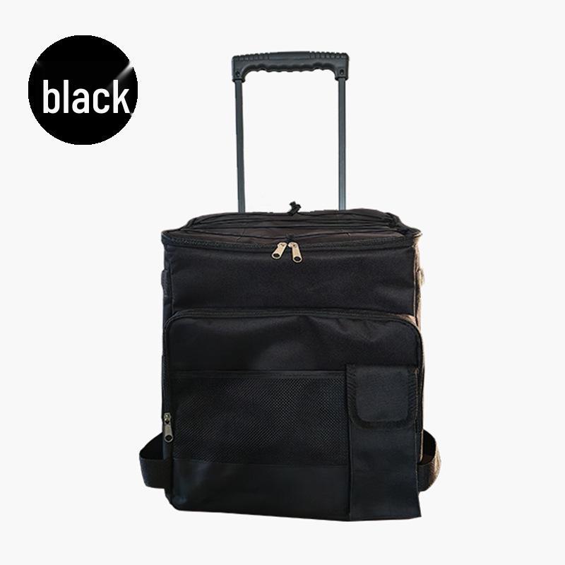 Foldable Large-Capacity Insulated Trolley Bag for Outdoor Travel and Picnics