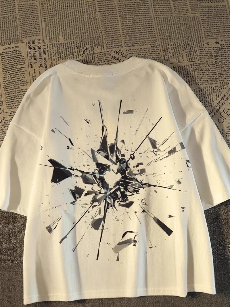 

Unisex Artistic European & American Cotton Short Sleeve T-Shirt - Summer 2025 Streetwear L білий