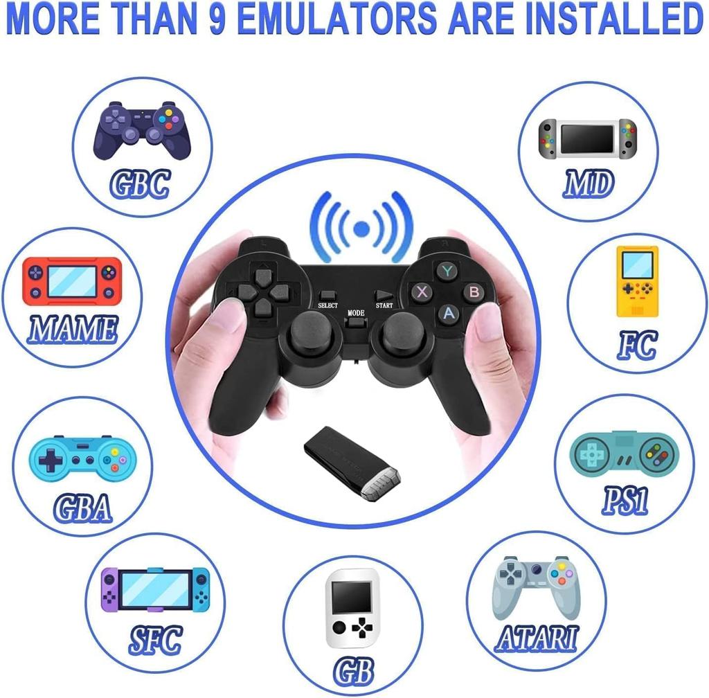 Wireless Retro Game Console,Nostalgia Stick Game,Retro Game Stick,with Built-in 9 Emulators,Retro Plug and Play Video Games for TV,Built in20000+Games