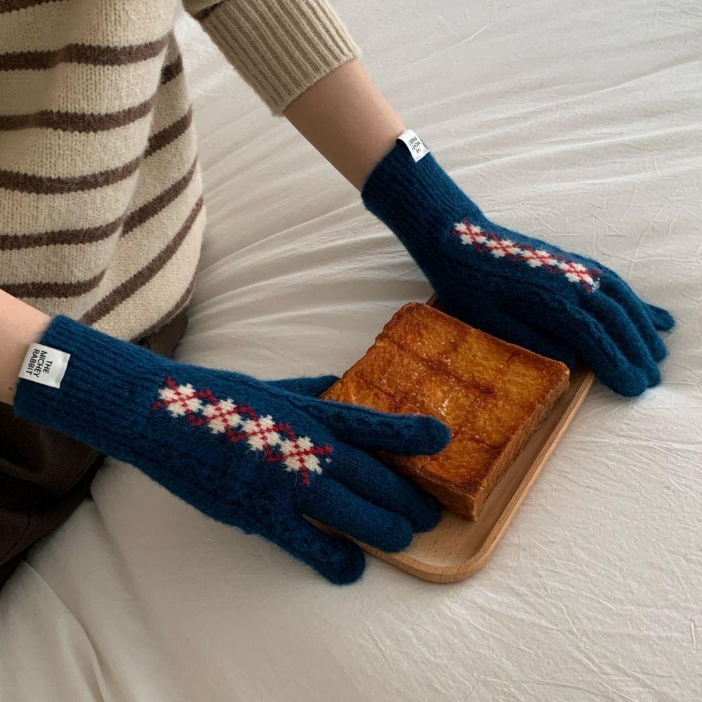 Soft Winter Knitted Gloves Fair Island Style Women Cycling Mittens Twists Pattern Gloves  Girls