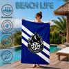Flame Soccer Emblem Printed Microfiber Beach Towel, Soft And Absorbent, Quick-Dry, Ideal for Summer Travel, Beach Essential, Swimming Pool