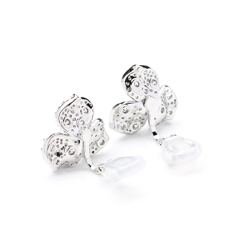 High-end light luxury bridal earrings, wedding earrings, gold-plated diamond-encrusted flower earrings, earrings without ear holes, earrings, earrings