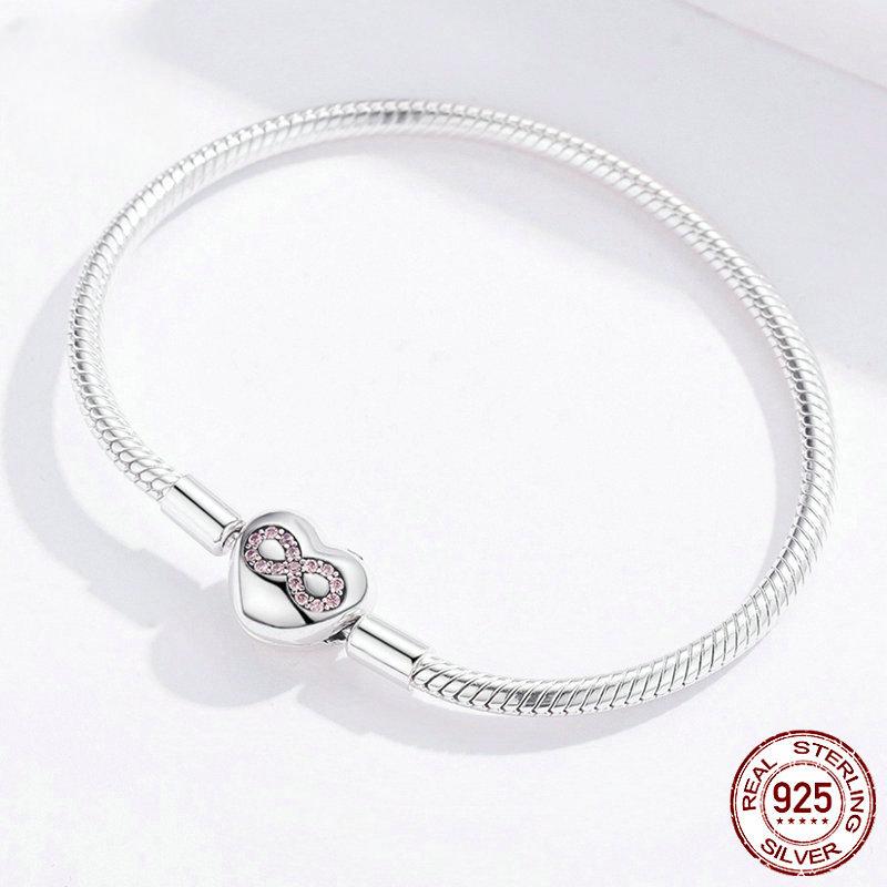 Original Eternal Heart S925 Sterling Silber Valentinstag Serie DIY Basic Chain Damen Silberarmband