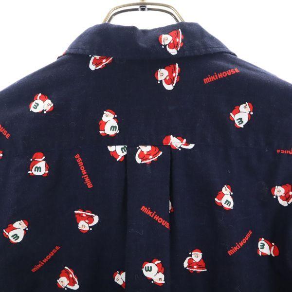 mikihouse Santa Claus Long sleeve shirt M Navy blue Open collar Men's Used