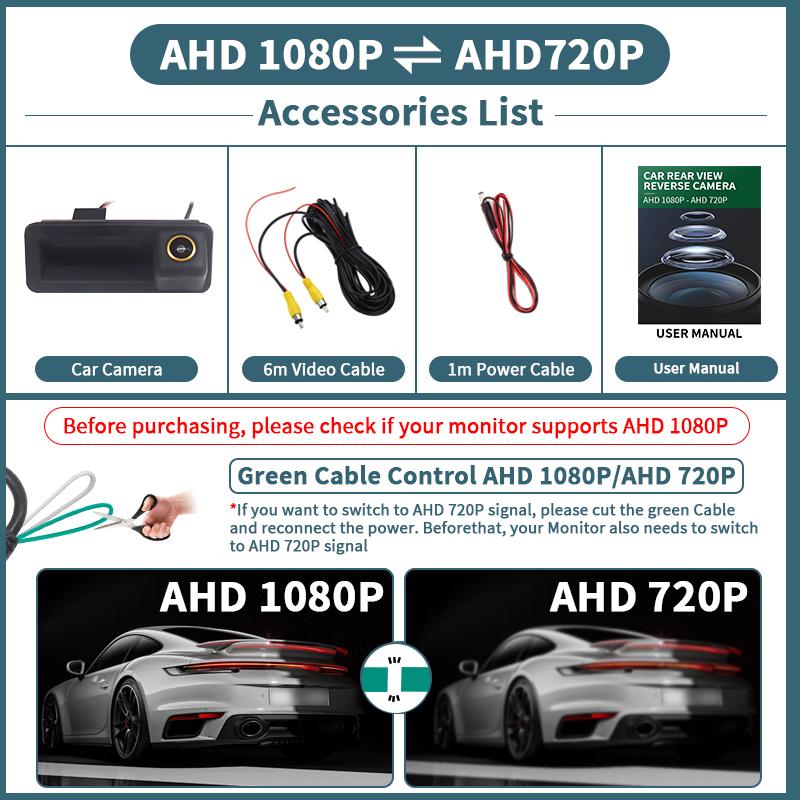 

AHD 1080P 170° Vehicle Rear View Camera for Ford Focus 2 MK2 Mondeo MK4 S-Max C-Max Kuga MK1 Fiesta MK7 Rover Range Freelander 2 12 V