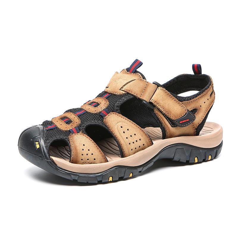 Men s Plus Size Summer Leather Closed-Toe Casual Outdoor Sandals EU 45