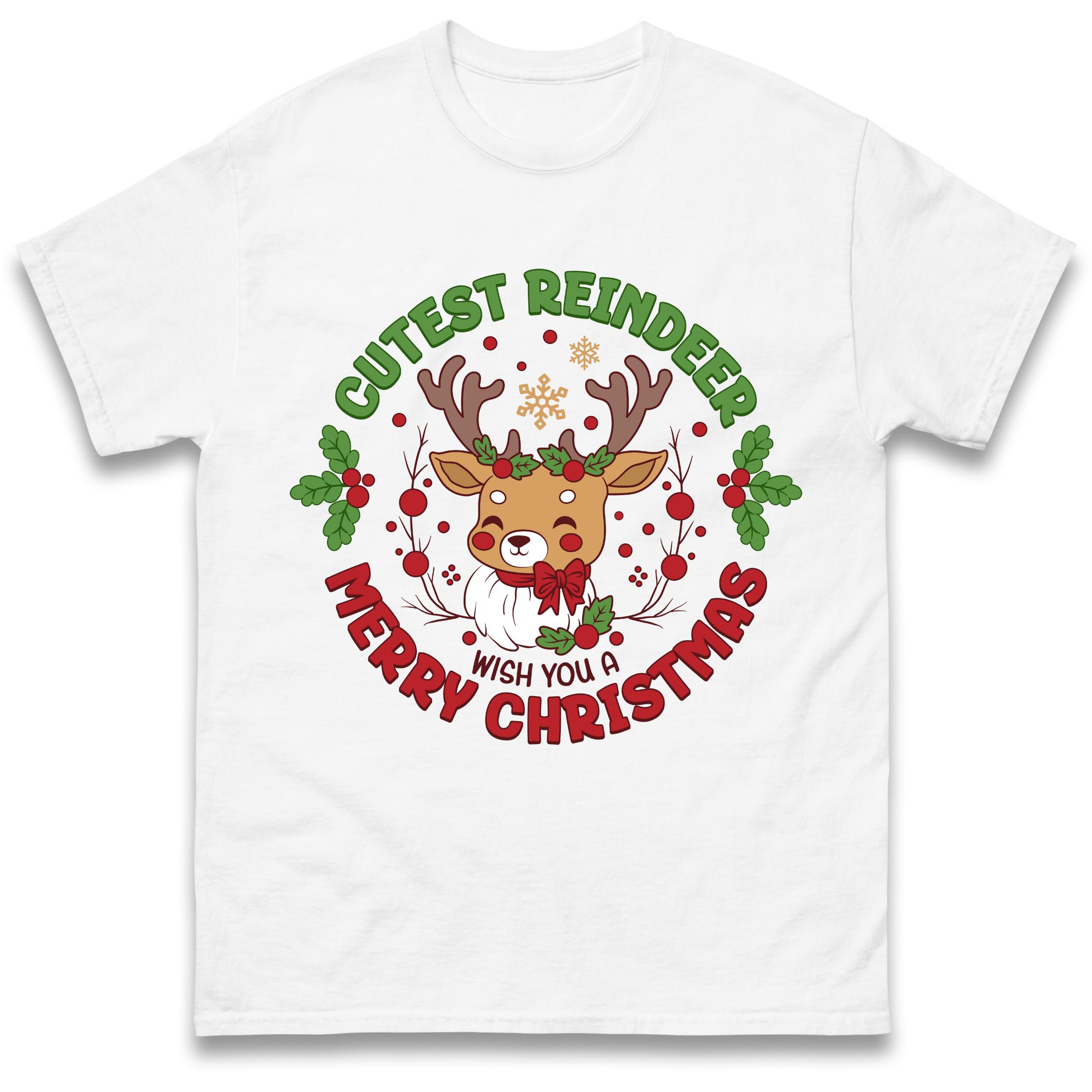 Cutest Reindeer T-Shirt Tshirt Mens Womens Tops Unisex Tees 100% Cotton L