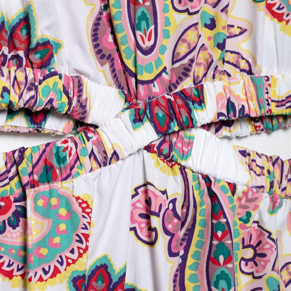 2025 Spring/Summer Women's Slim Open Waist V-Neck Print Dress